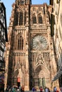 People near west facade of Strasbourg Cathedral Royalty Free Stock Photo