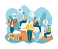 People in need of help, frequently asked questions around question marks vector illustration. FAQ, search of information