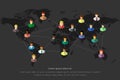 People and network concept on a world map