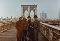 People in New York bridge 70s