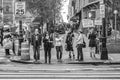 People in New York wait for green traffic light to cross the street Royalty Free Stock Photo