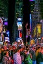 People at Night - Colorful Times Square New York C Royalty Free Stock Photo