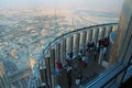 People on observation deck inside Burj Khalifa megatall skyscraper in Dubai, UAE Royalty Free Stock Photo