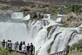 People on the observation viewing deck overlooking Shoshone Falls Twin Falls, Idaho horizontal