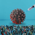 People observe a vaccine in action against the virus coronavirus covid 19