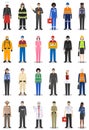 People occupation characters set in flat style isolated on white background. Different men and women professions Royalty Free Stock Photo