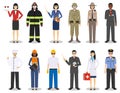 People occupation characters set in flat style isolated on white background. Different men and women professions Royalty Free Stock Photo