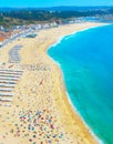 People ocean beach Nazare Portugal