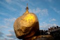 People offerings of gold for Kyaiktiyo Pagoda.Myanmar.