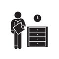 Office archive, archiver black vector concept icon. Office archive, archiver flat illustration, sign Royalty Free Stock Photo