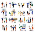 People Office Worker and Business Employees at Work Performing Their Duty Big Vector Set