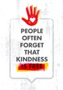 People Often Forget That Kindness Is Free. Charity Inspiration Creative Motivation Quote. Vector Typography Banner