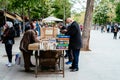 People in the old book fair in Cuesta de Moyano in Madrid