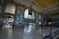 People in the Old Sao Bento Train Station Hall in the city of Porto in the summer of 2022 Royalty Free Stock Photo