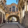 People and old shabby buildings in Havana Royalty Free Stock Photo