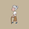 People old woman with cane