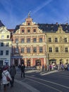 people at one of the central streets of the city of Erfurt, Germany