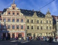 people at one of the central streets of the city of Erfurt, Germany