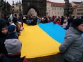 People organized a living chain in Prague