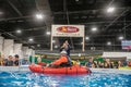 TORONTO, ONTARIO, CANADA - FEBRUARY 22, 2020: PEOPLE ATTEND THE OUTDOOR ADVENTURE AND TRAVEL SHOW AT THE INTERNATIONAL CENTRE.