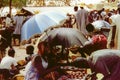 People at an outdoor market in Bolgatanga, Ghana c.1958 Royalty Free Stock Photo