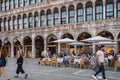 People at the outdoor tables of Ristorante Quadri on San Marco square in Venice, Italy Royalty Free Stock Photo