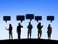 People Outdoors Social Networking and Speech Bubble Royalty Free Stock Photo