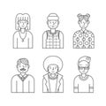 People outline gray icons vector set (men and women). Minimalistic design. Part four.