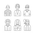 People outline gray icons vector set (men and women). Minimalistic design. Part one.