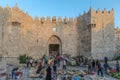 People outside the Damascus Gate of the Jerusalem old town