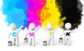 People paint walls in colorful colors Royalty Free Stock Photo