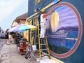 People, Painter Painting Outdoor Wall Mural