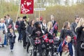 People on parde before school in Verdal, Norway. Royalty Free Stock Photo