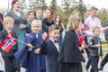 People on parde before school in Verdal, Norway. Royalty Free Stock Photo