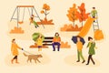 people park autumn vector design