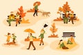 people park autumn vector design