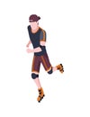 People in park isometric. Man an rollerblading. Active living recreation activities. Spending free time usefully. Vector Royalty Free Stock Photo