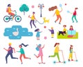 People in Park Resting Icons Vector Illustration Royalty Free Stock Photo