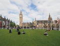 People in Parliament Square green in London