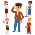 People part-time job professions vector set characters temporary job recruitment concept. Different workers or time