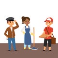 People part-time job professions vector set characters temporary job recruitment concept. Different workers or time