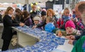 People participate in the information game in Europe Day in Tallinn.