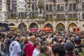 People partying at the Marienplatz at the Christopher Street Day CSD event in Munich, Germany.