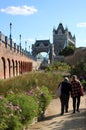 People on path Superbloom Tower of London moat