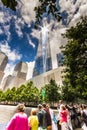 People paying homage at 9/11 Memorial