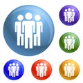 People peace group icons set vector