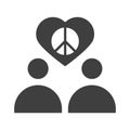 People peace love heart together, human rights day, silhouette icon design