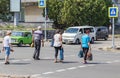 People at the pedestrian crossing