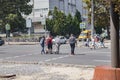 People at the pedestrian crossing