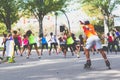 People perform an aerobic session outdoors